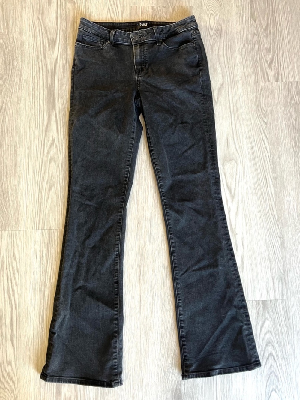 PAIGE Denim Anthropologie Manhattan Bootcut Jeans Black Sundown Size 29